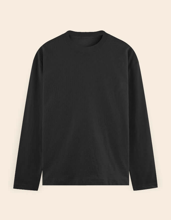 Men's Full Sleeve Cotton T-shirt in black, perfect for casual wear and comfort.