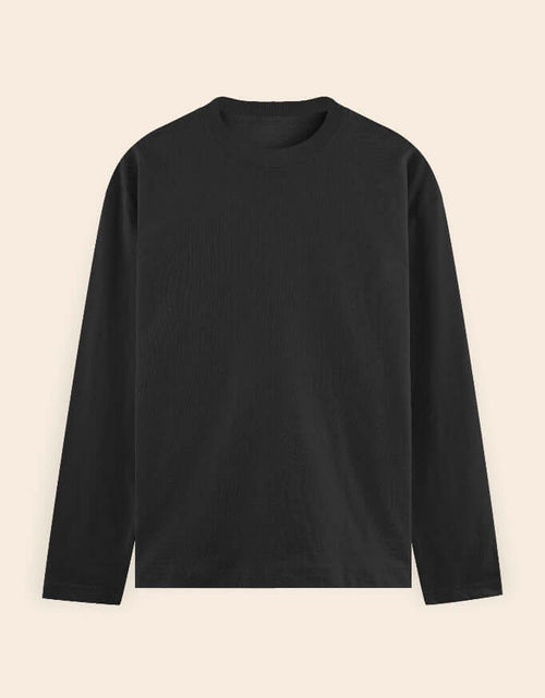 Men's Full Sleeve Cotton T-shirt in black, perfect for casual wear and comfort.