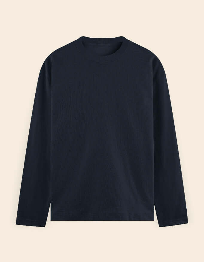 Men's Full Sleeve Cotton T-shirt in navy blue, perfect for casual wear and comfort.