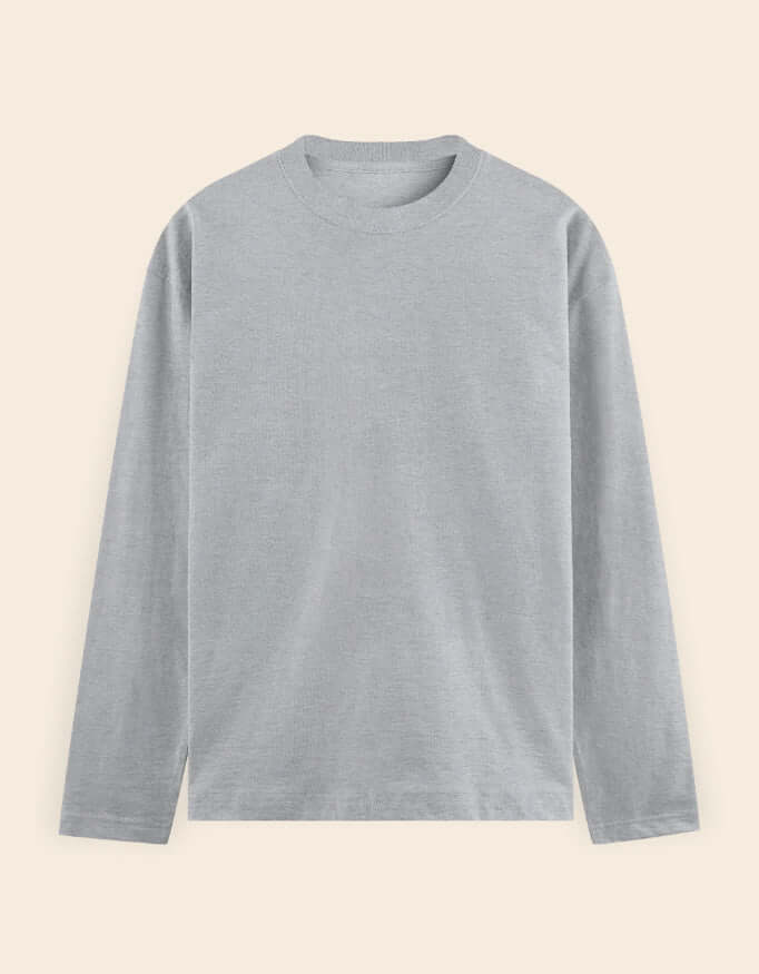 Men's Full Sleeve Cotton T-shirt in gray, perfect for casual wear and comfort.