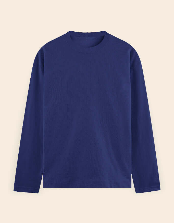 Men's Full Sleeve Cotton T-shirt in royal blue, perfect for casual wear and comfort.
